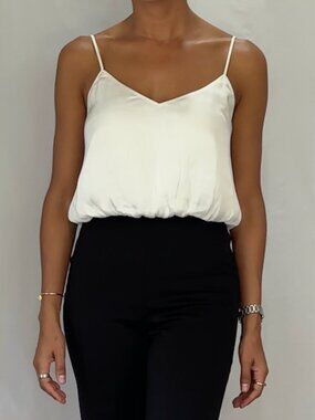 Pookie & Sebastian White Cropped Camisole Sleeveless Lined Cami Top Size S